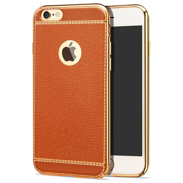 Carcasa TPU Iphone7 Imitatie Piele Orange